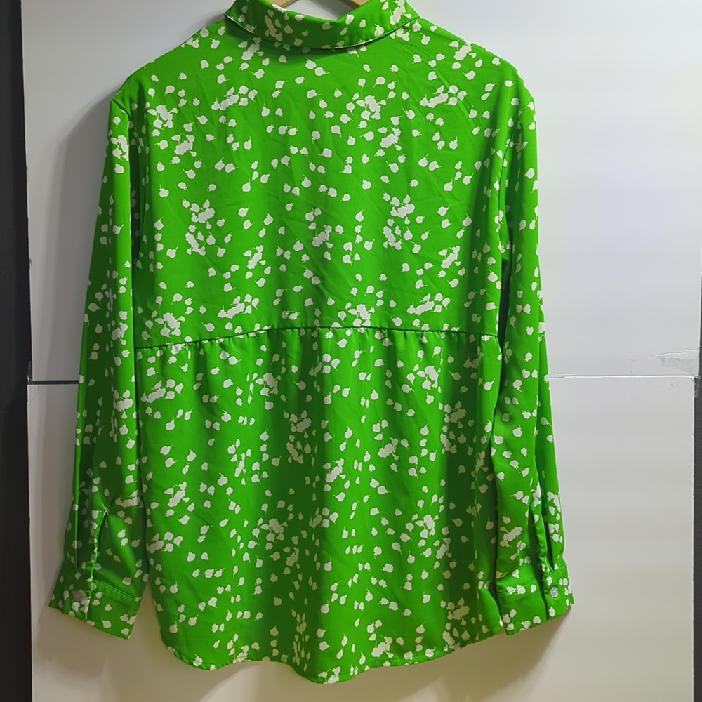 Dokotoo Green Abstract Dot Button-Down Shirt Size Large PTP 20 - Picture 6 of 7